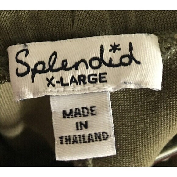 Splendid Pants Women's Size XL Olive Green Pull On Stretch Drawstring - Picture 8 of 8